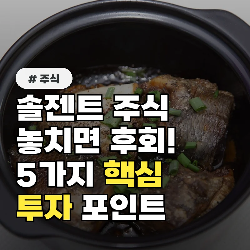 솔젠트 주식, “이것” 놓치면 후회! 5가지 핵심 투자 포인트
