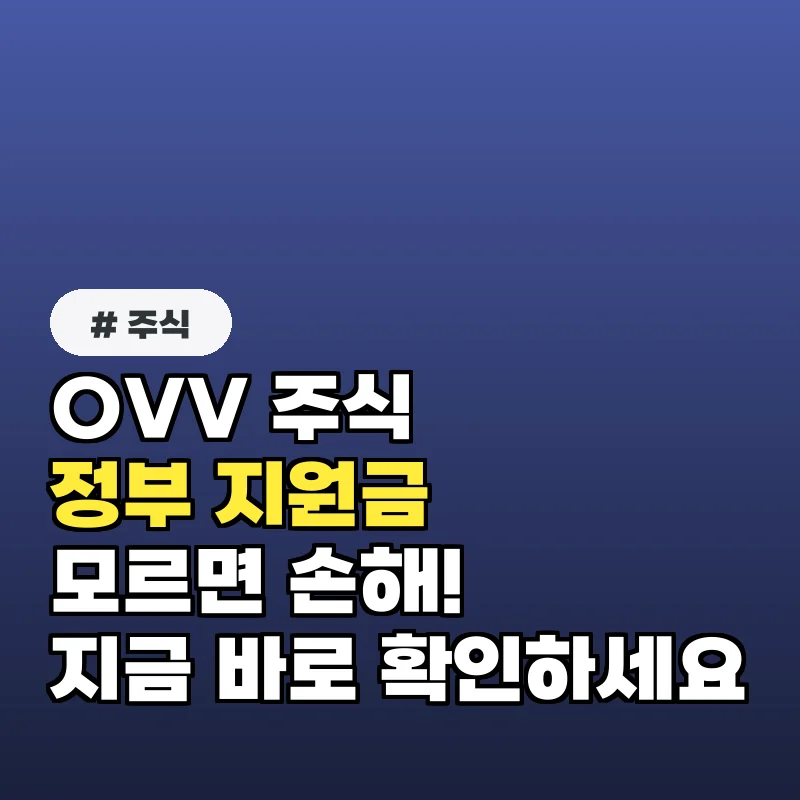 OVV 주식, 모르는 사람은 손해 보는 정부 지원금 혜택